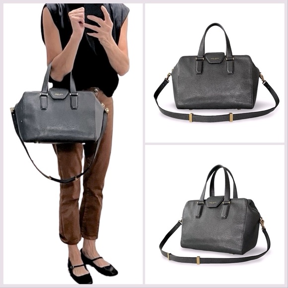 Henri Bendel Houston Satchel in Textured Slate Gray Leather - Picture 12 of 13